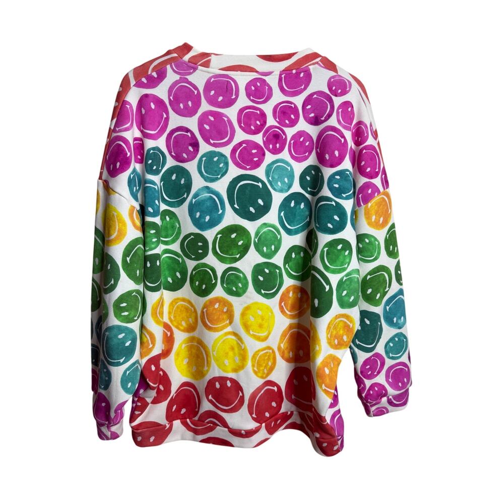 FARM Rio x Smiley Rainbow Dopamine Happy Face Graphic Sweatshirt M - Picture 2 of 13